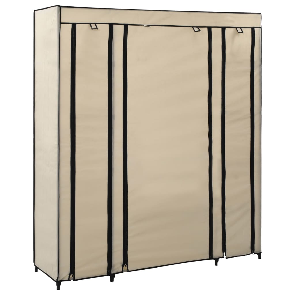 Armoire avec compartiments et tiges Crème 150x45x176 cm Tissu - XIOS