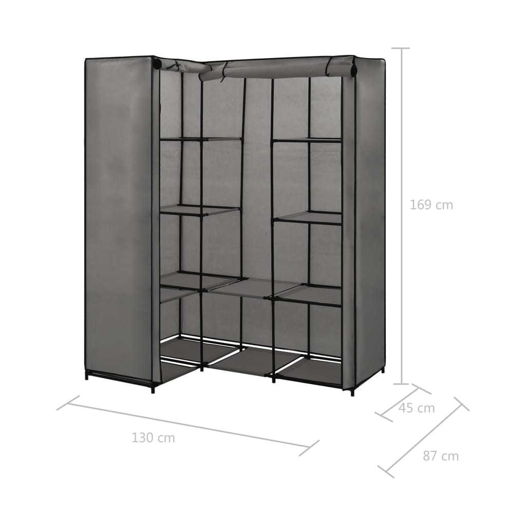 Garde-robe d'angle Gris 130 x 87 x 169 cm - XIOS