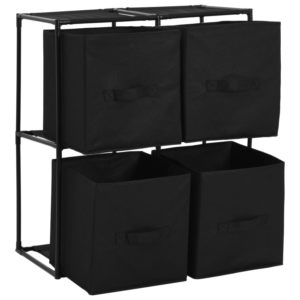 Armoire de rangement avec 4 paniers tissu Noir 63x30x71cm Acier - XIOS