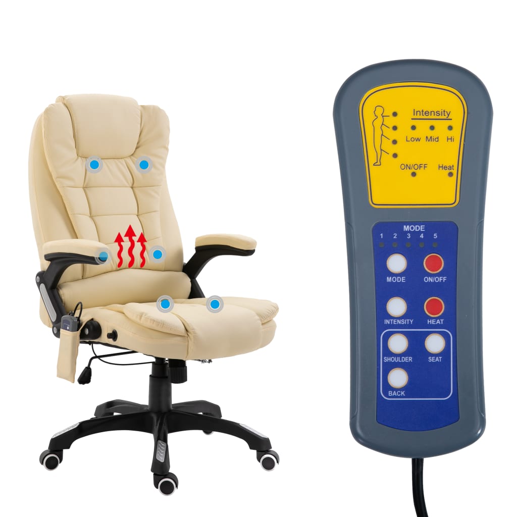 Chaise de bureau de massage Crème Similicuir