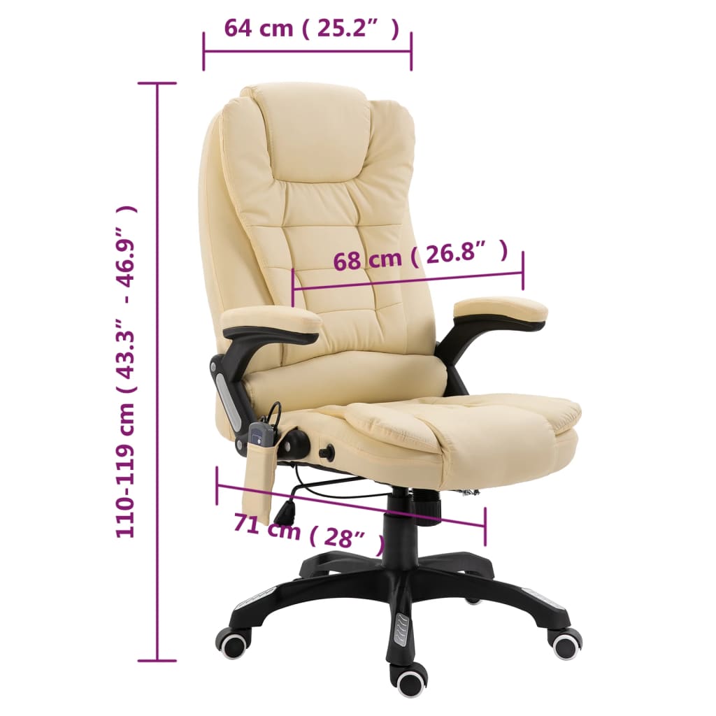 Chaise de bureau de massage Crème Similicuir