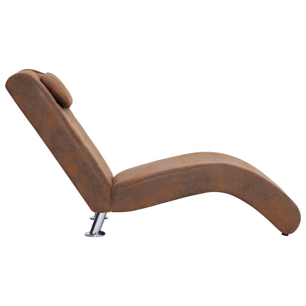 Chaise longue avec oreiller marron Similicuir daim - XIOS