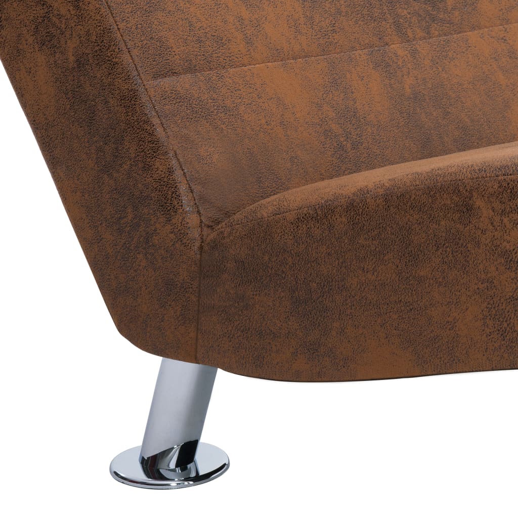 Chaise longue avec oreiller marron Similicuir daim - XIOS