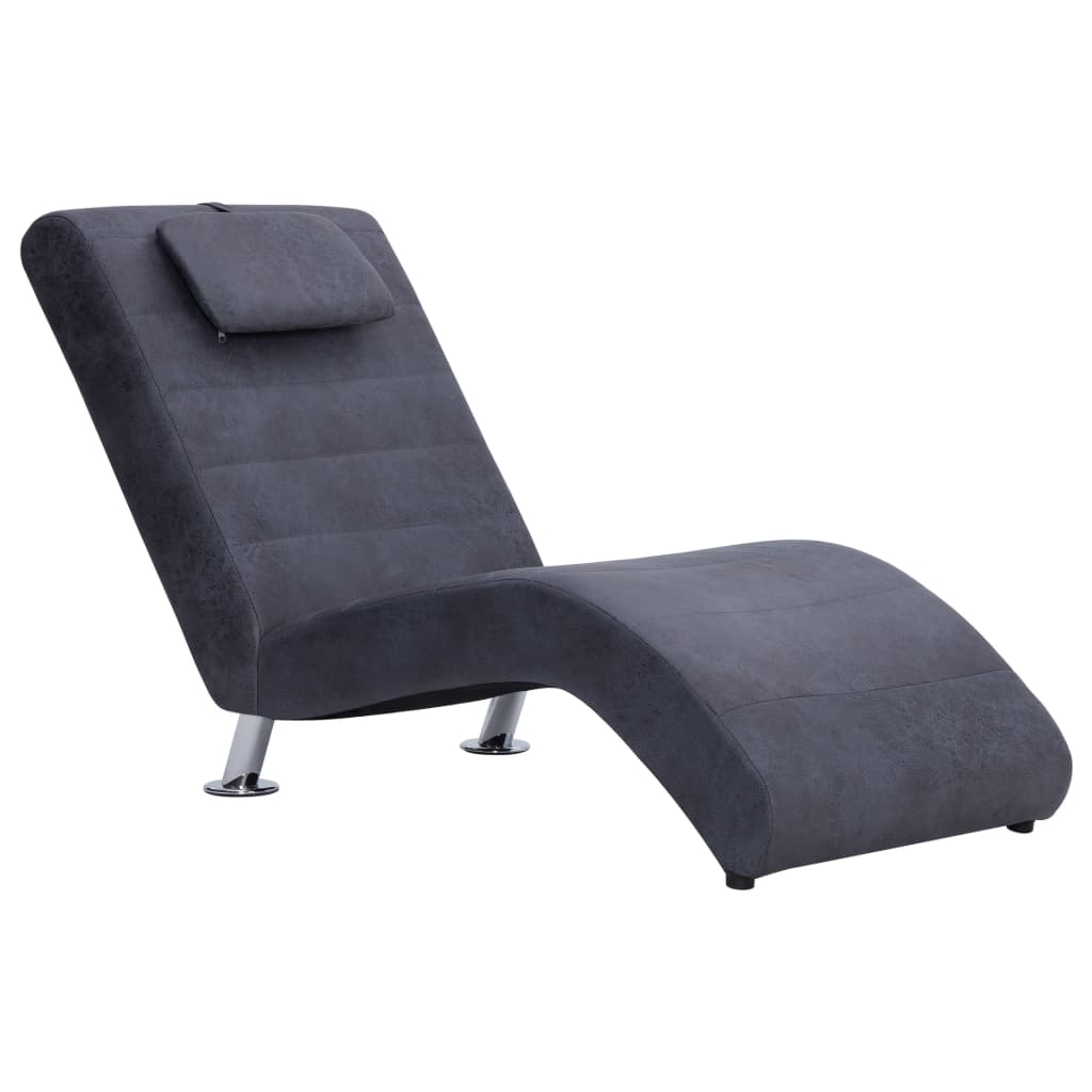 Chaise longue avec oreiller Gris Similicuir daim - XIOS