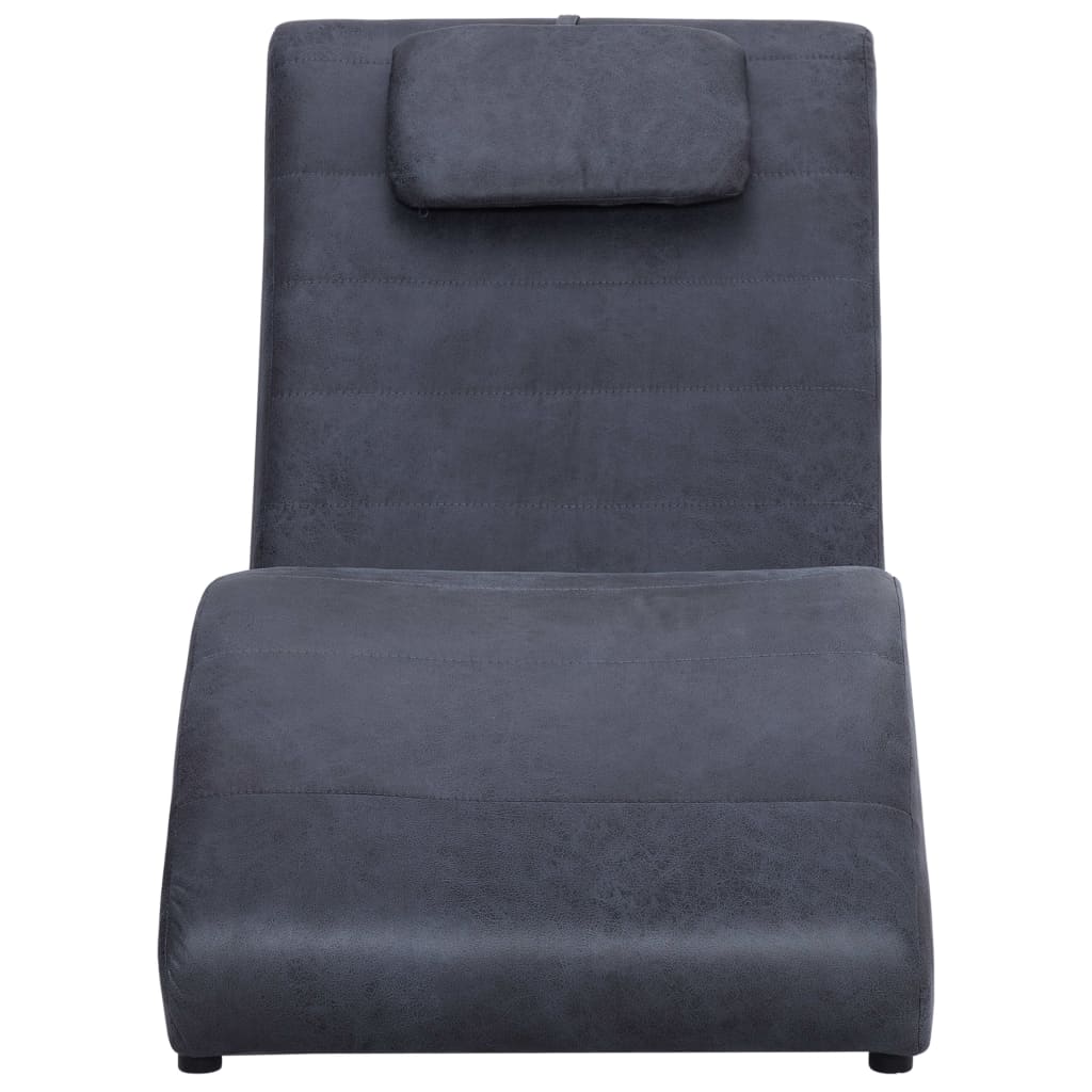 Chaise longue avec oreiller Gris Similicuir daim - XIOS