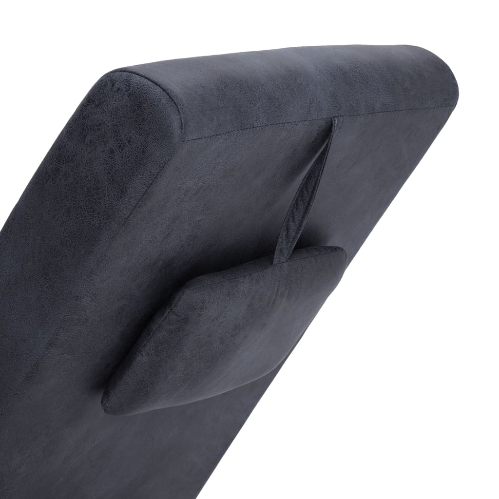Chaise longue avec oreiller Gris Similicuir daim - XIOS