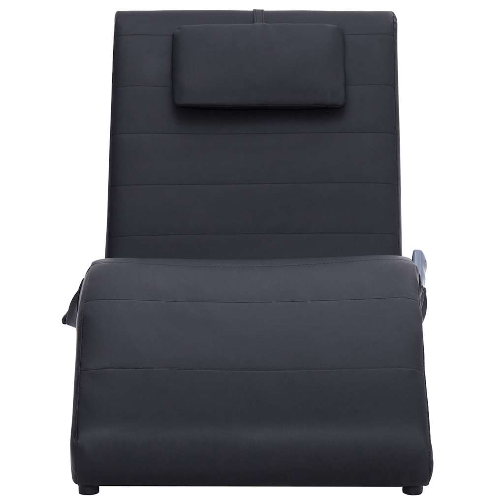 Chaise longue de massage avec oreiller Noir Similicuir - XIOS