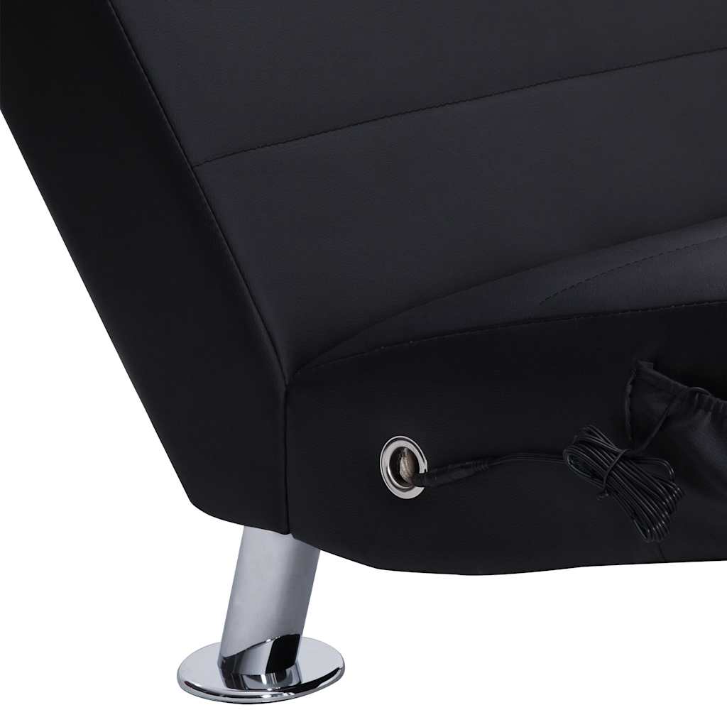 Chaise longue de massage avec oreiller Noir Similicuir - XIOS