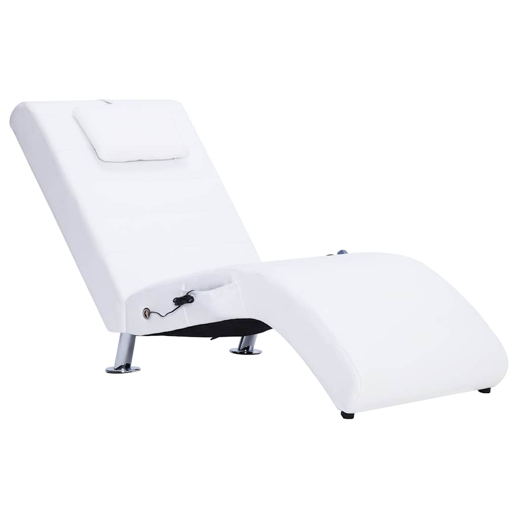 Chaise longue de massage avec oreiller Blanc Similicuir - XIOS