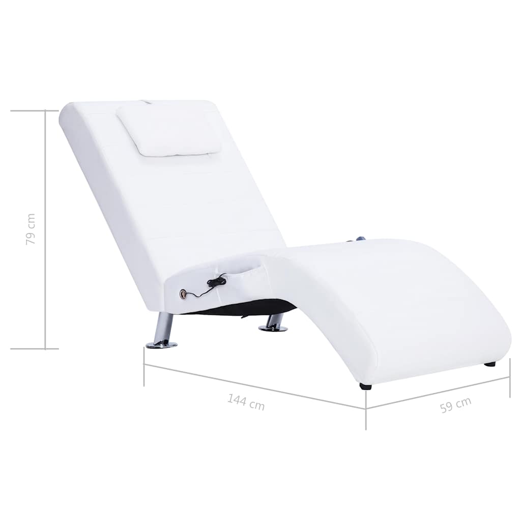 Chaise longue de massage avec oreiller Blanc Similicuir - XIOS
