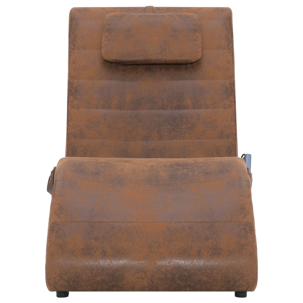 Chaise longue de massage avec oreiller Marron Similicuir daim - XIOS