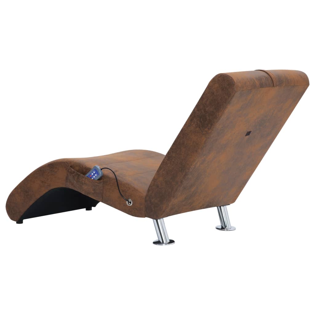 Chaise longue de massage avec oreiller Marron Similicuir daim - XIOS