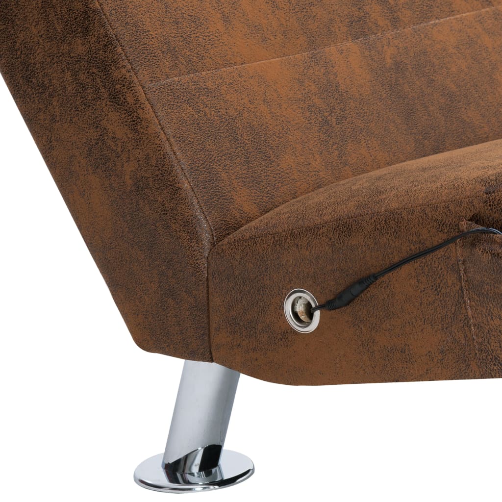 Chaise longue de massage avec oreiller Marron Similicuir daim - XIOS