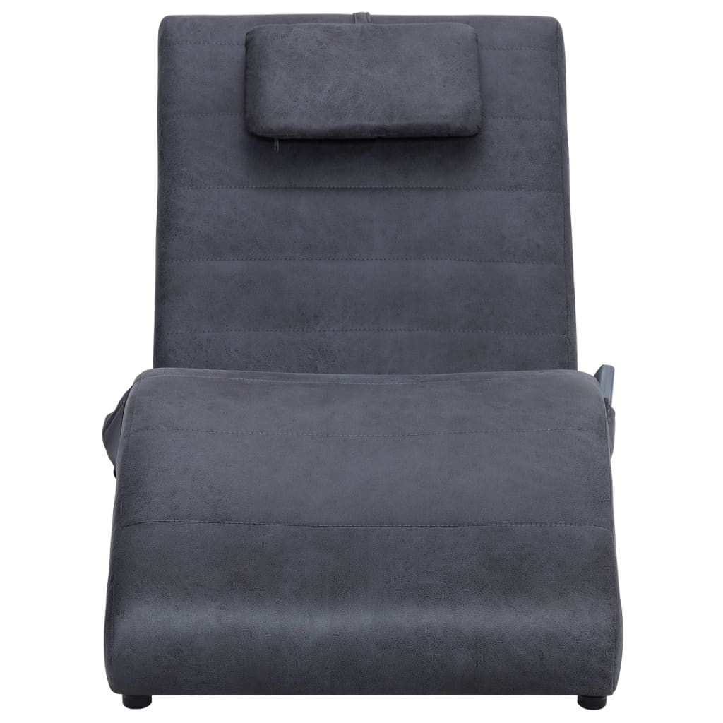 Chaise longue de massage avec oreiller Gris Similicuir daim - XIOS