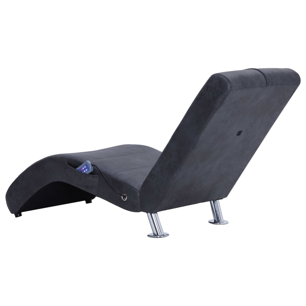 Chaise longue de massage avec oreiller Gris Similicuir daim - XIOS