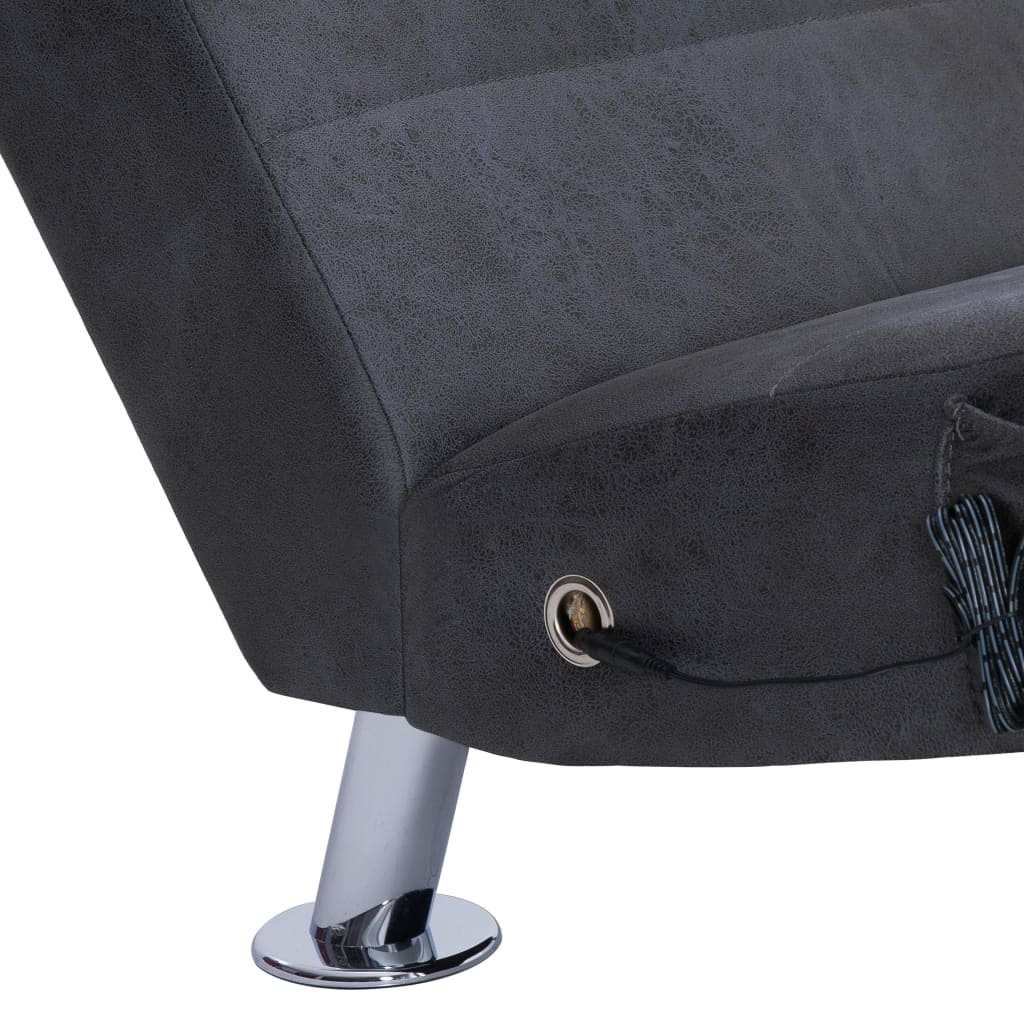 Chaise longue de massage avec oreiller Gris Similicuir daim - XIOS