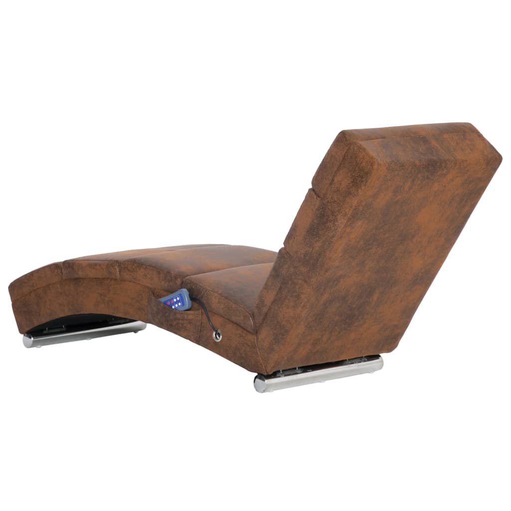 Chaise longue de massage Marron Similicuir daim - XIOS