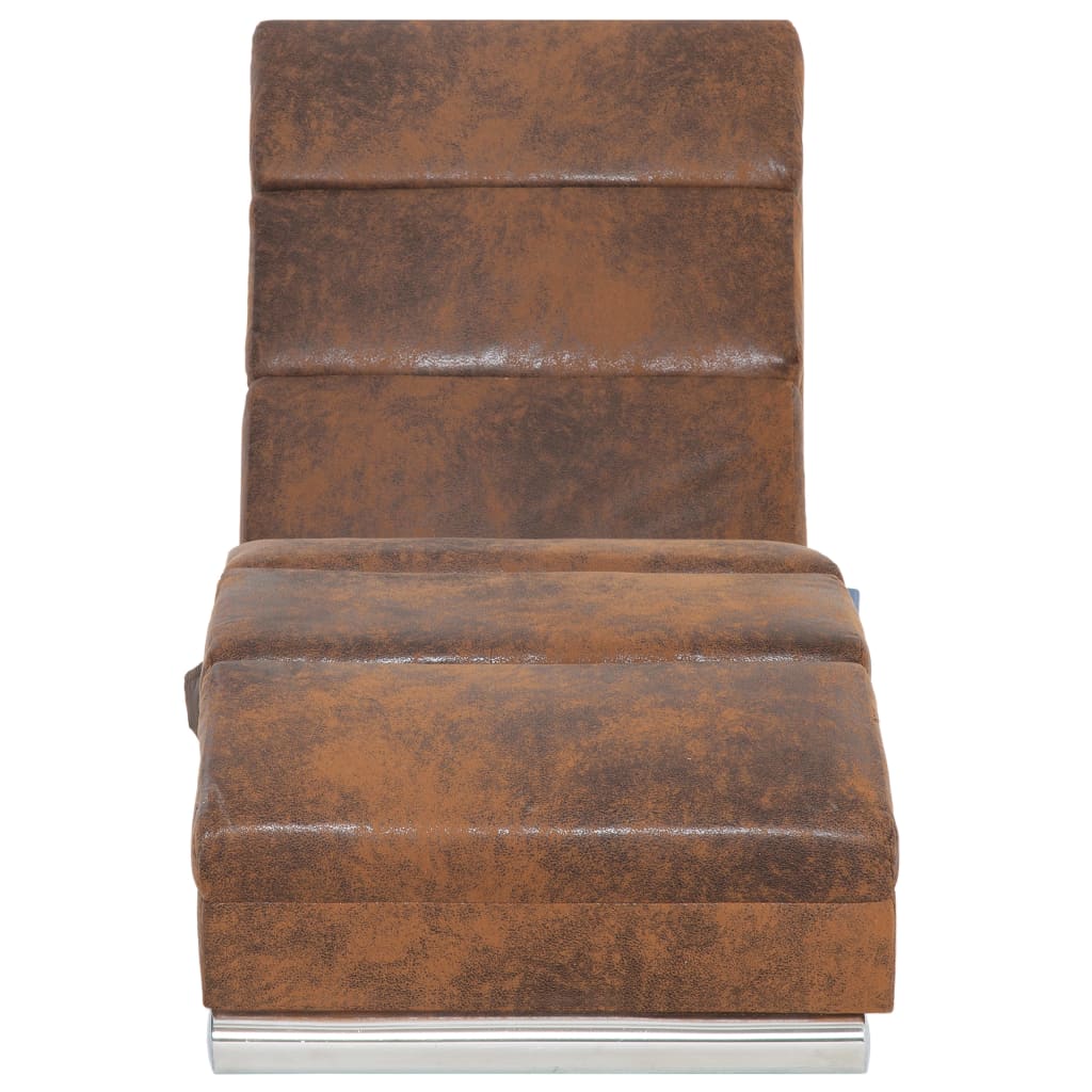 Chaise longue de massage Marron Similicuir daim - XIOS