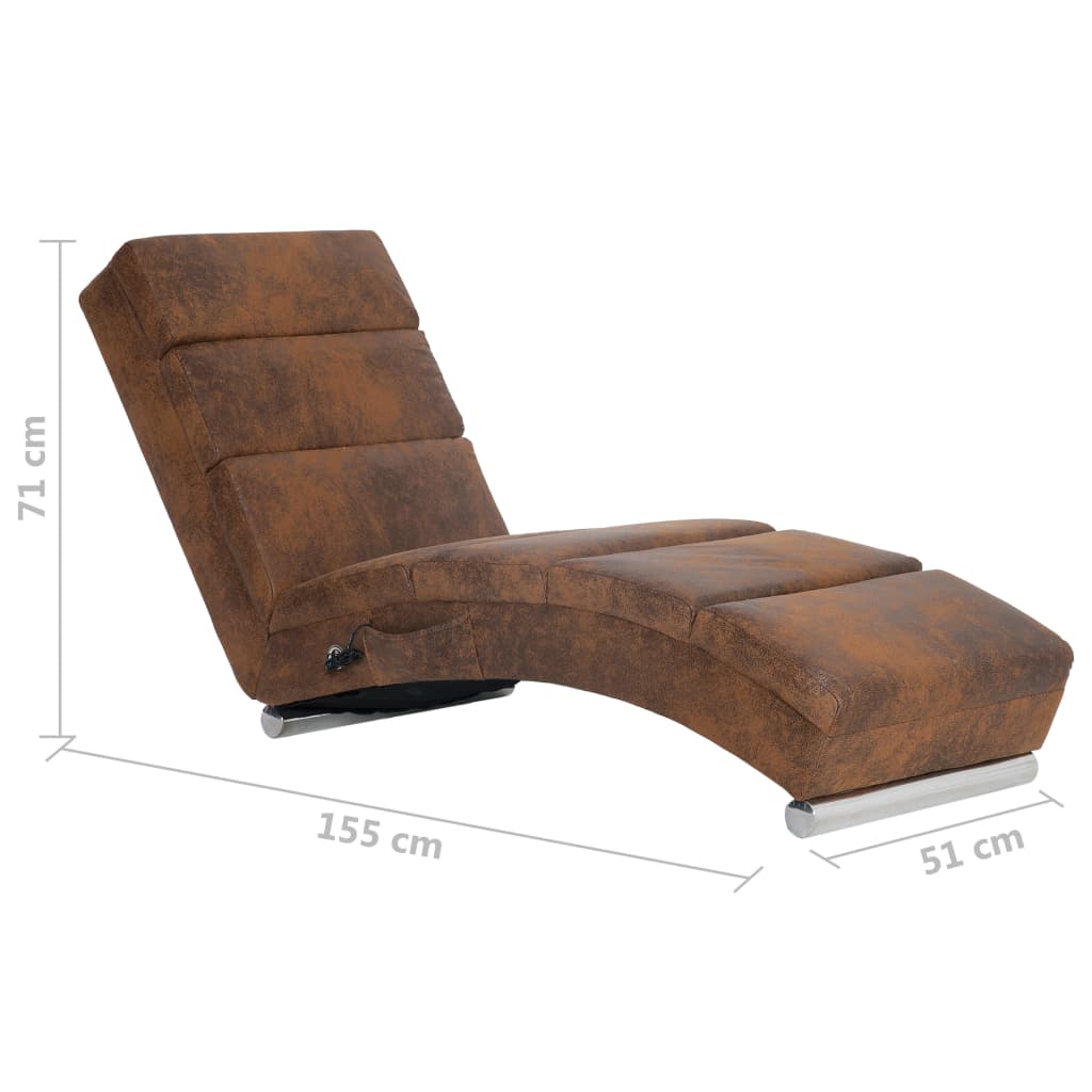 Chaise longue de massage Marron Similicuir daim - XIOS