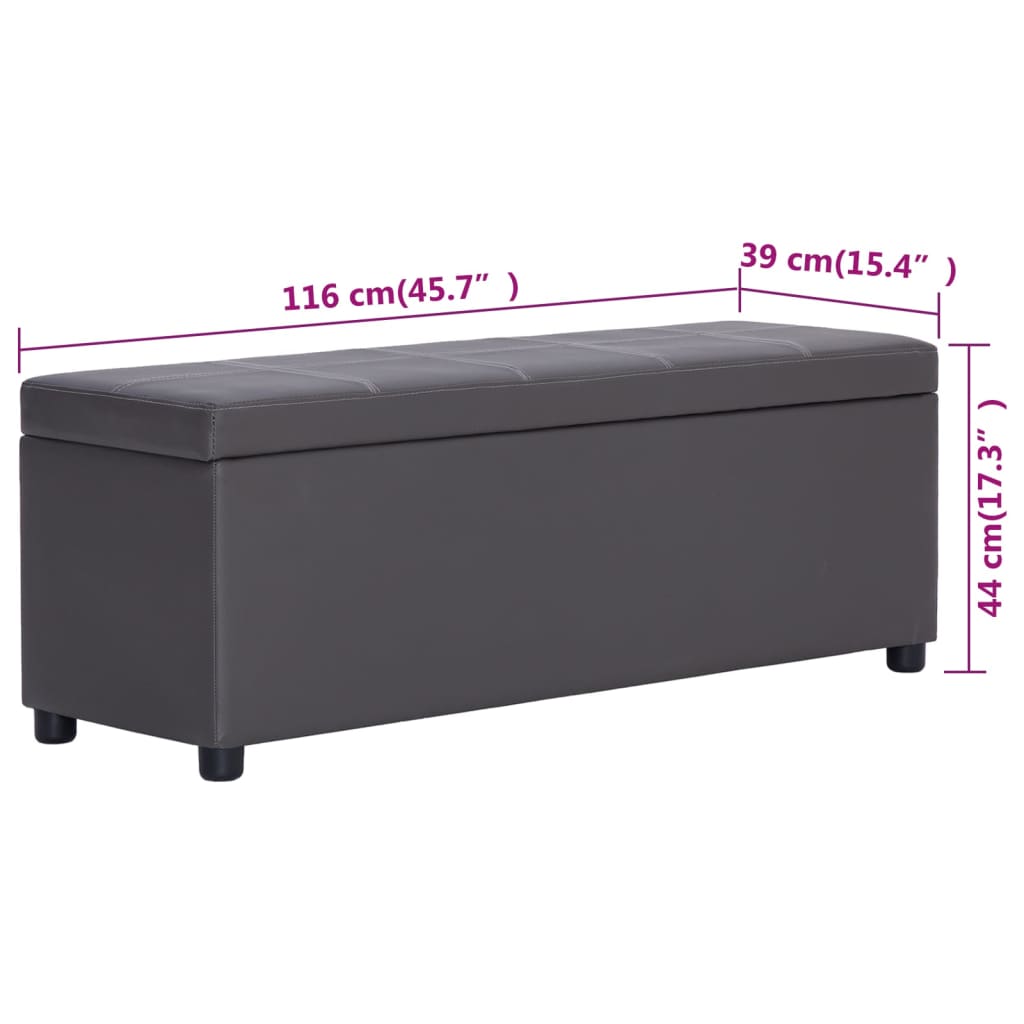 Banc avec compartiment de rangement 116 cm Gris Similicuir - XIOS