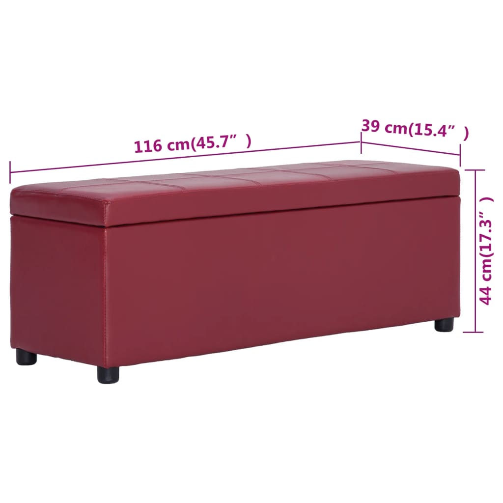 Banc avec compartiment de rangement 116 cm Bordeaux Similicuir - XIOS