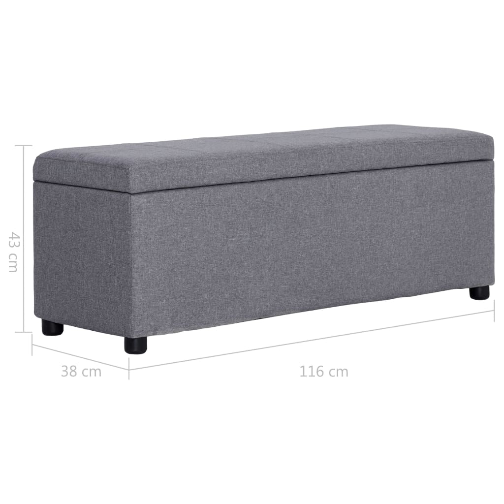 Banc avec compartiment de rangement 116 cm Gris clair Polyester - XIOS