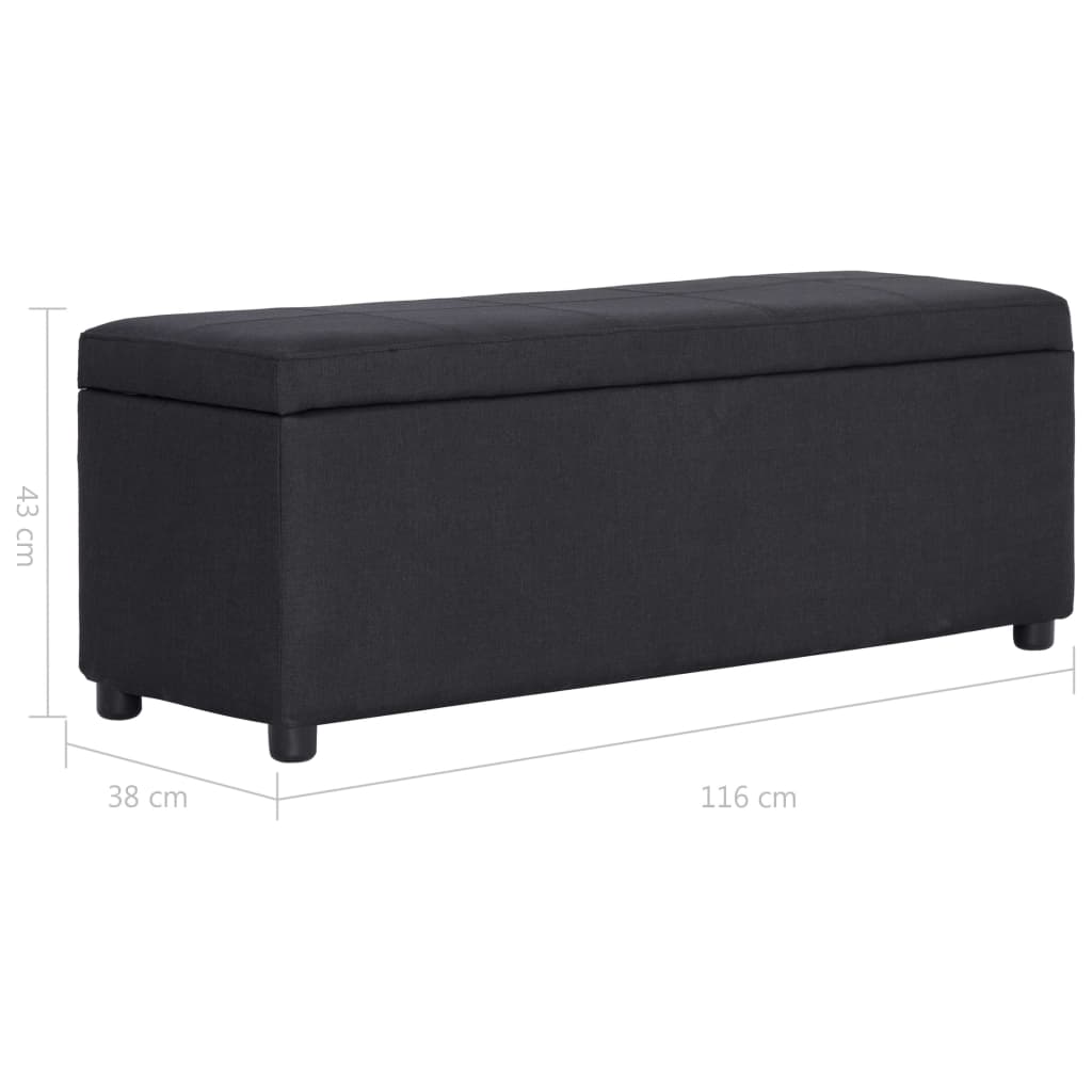 Banc avec compartiment de rangement 116 cm Noir Polyester - XIOS