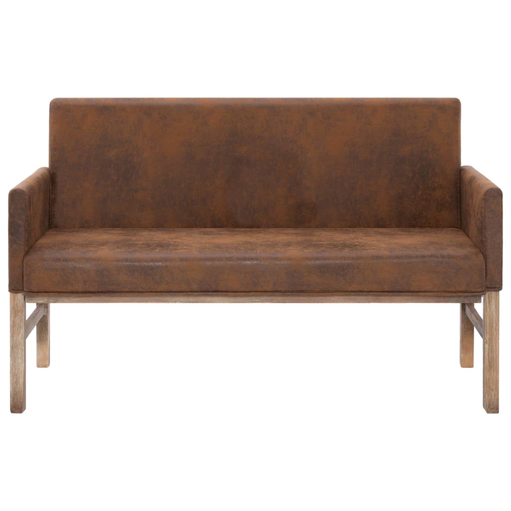 Banc avec accoudoir 140 cm Marron Similicuir daim - XIOS