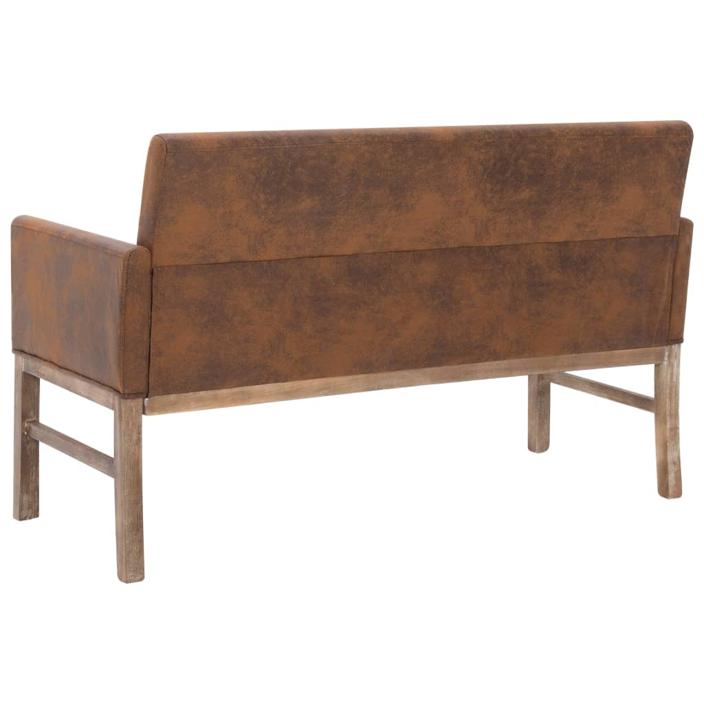Banc avec accoudoir 140 cm Marron Similicuir daim - XIOS
