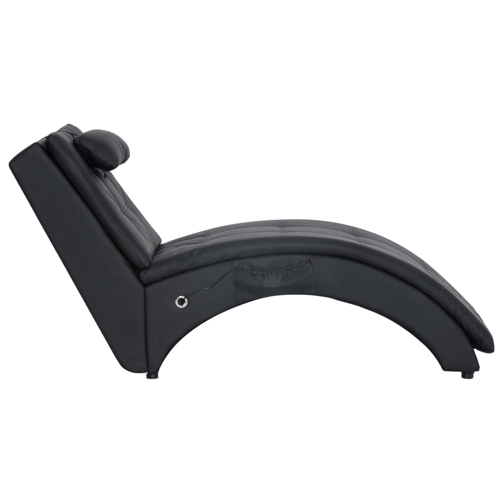 Chaise longue de massage avec oreiller Noir Similicuir - XIOS