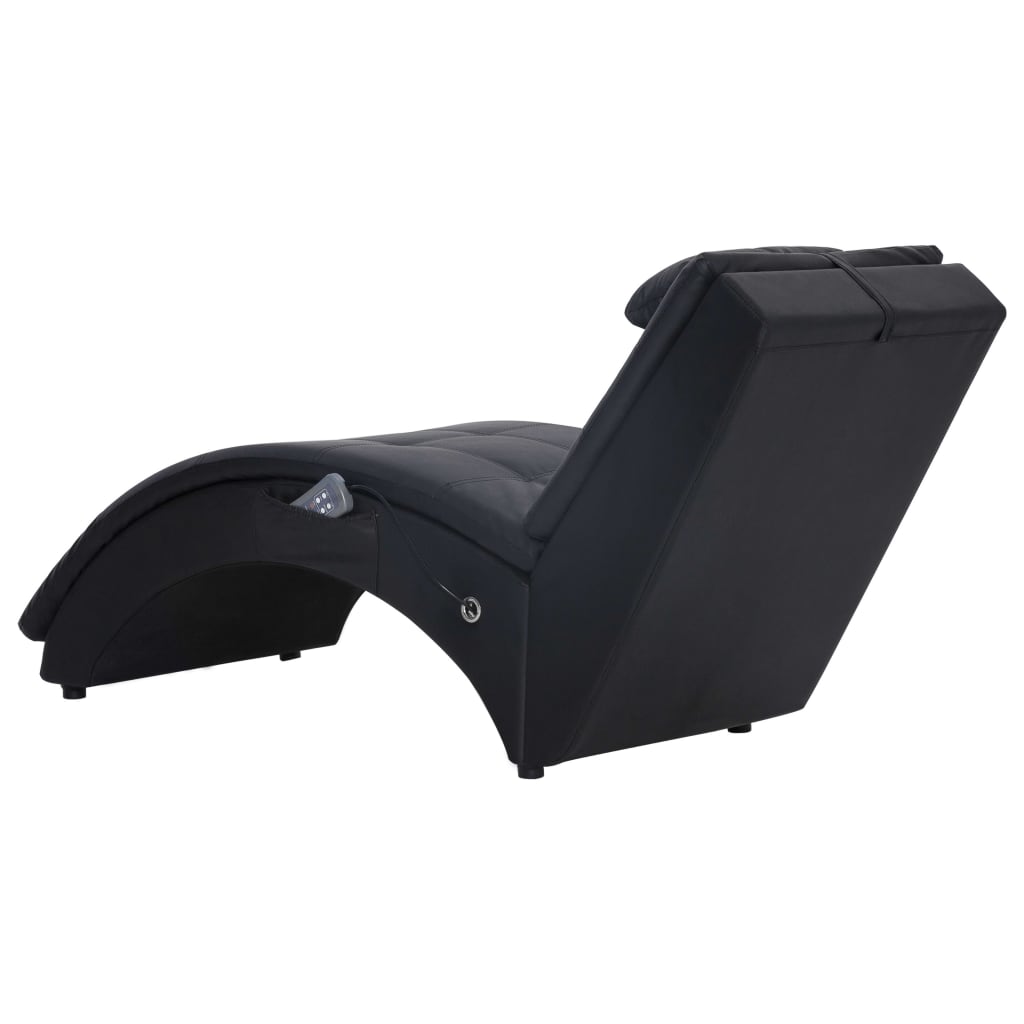 Chaise longue de massage avec oreiller Noir Similicuir - XIOS