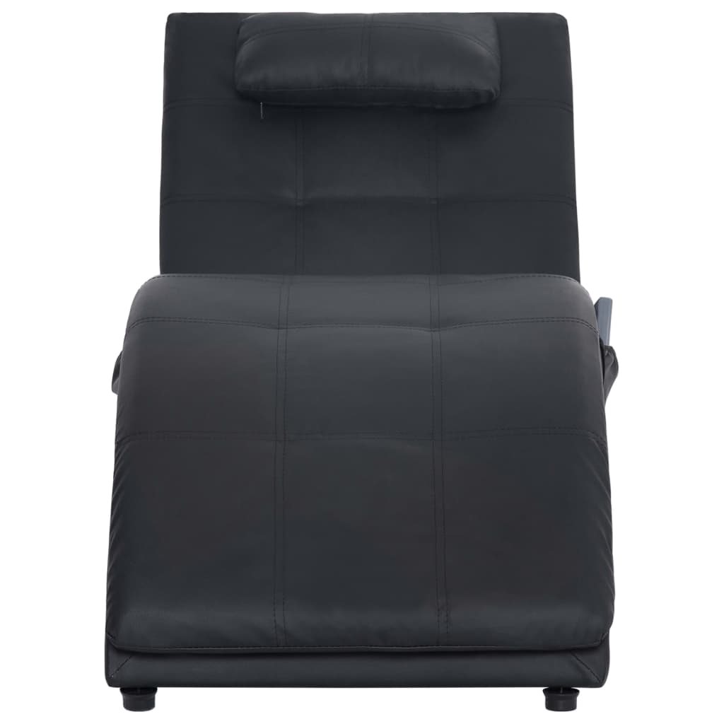 Chaise longue de massage avec oreiller Noir Similicuir - XIOS