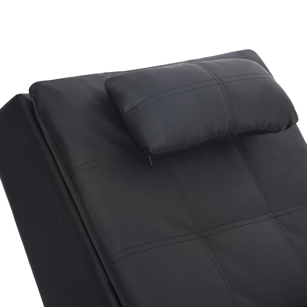 Chaise longue de massage avec oreiller Noir Similicuir - XIOS