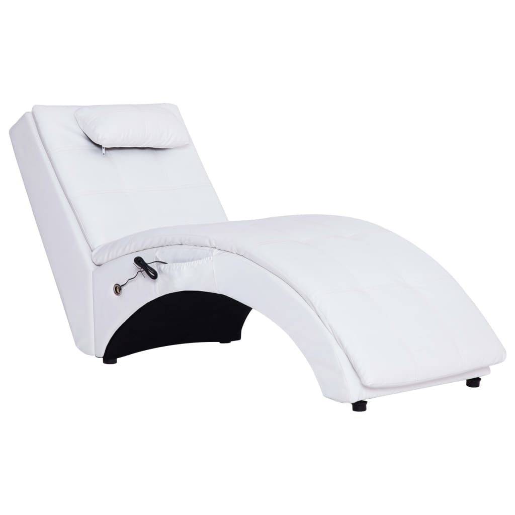 Chaise longue de massage avec oreiller Blanc Similicuir - XIOS