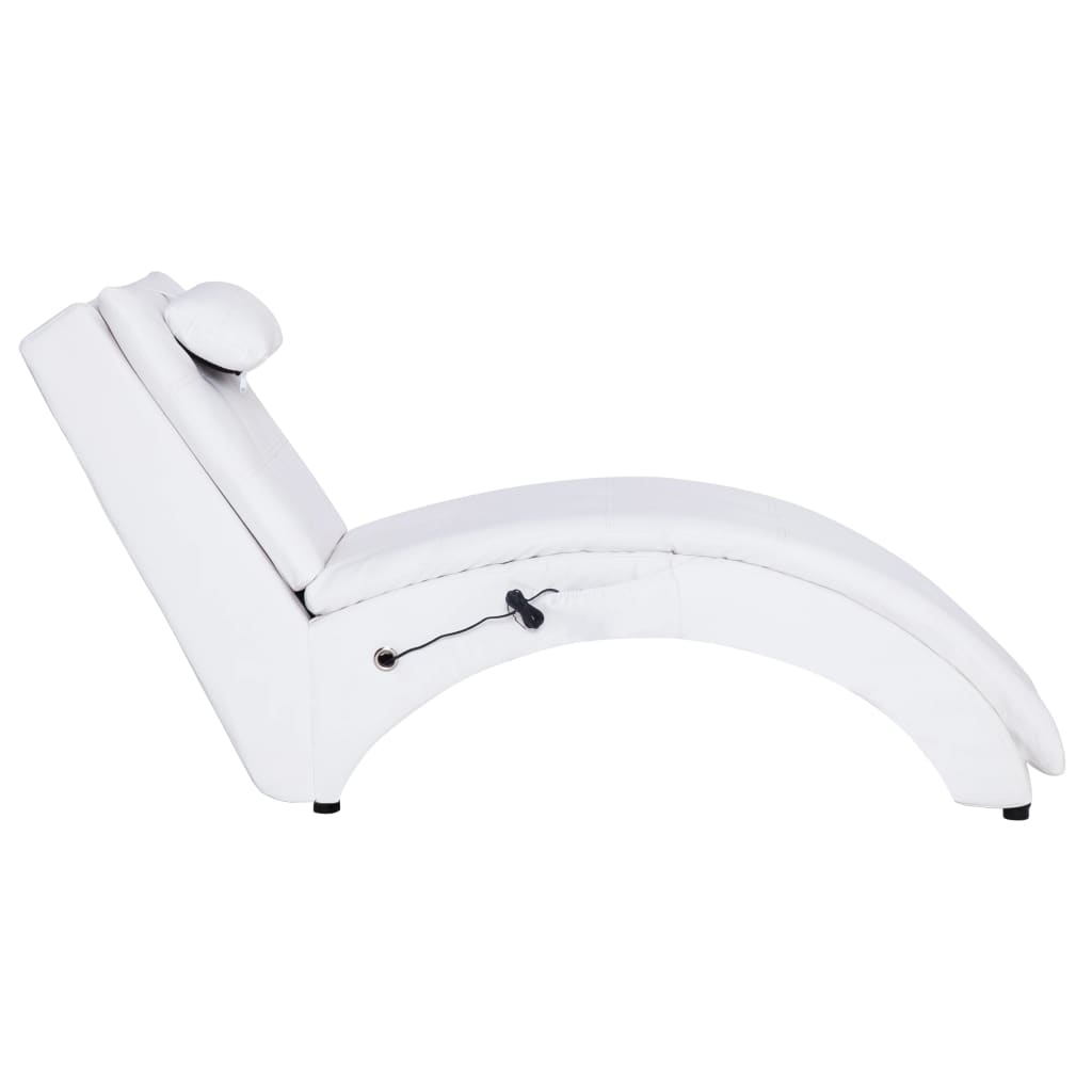 Chaise longue de massage avec oreiller Blanc Similicuir - XIOS