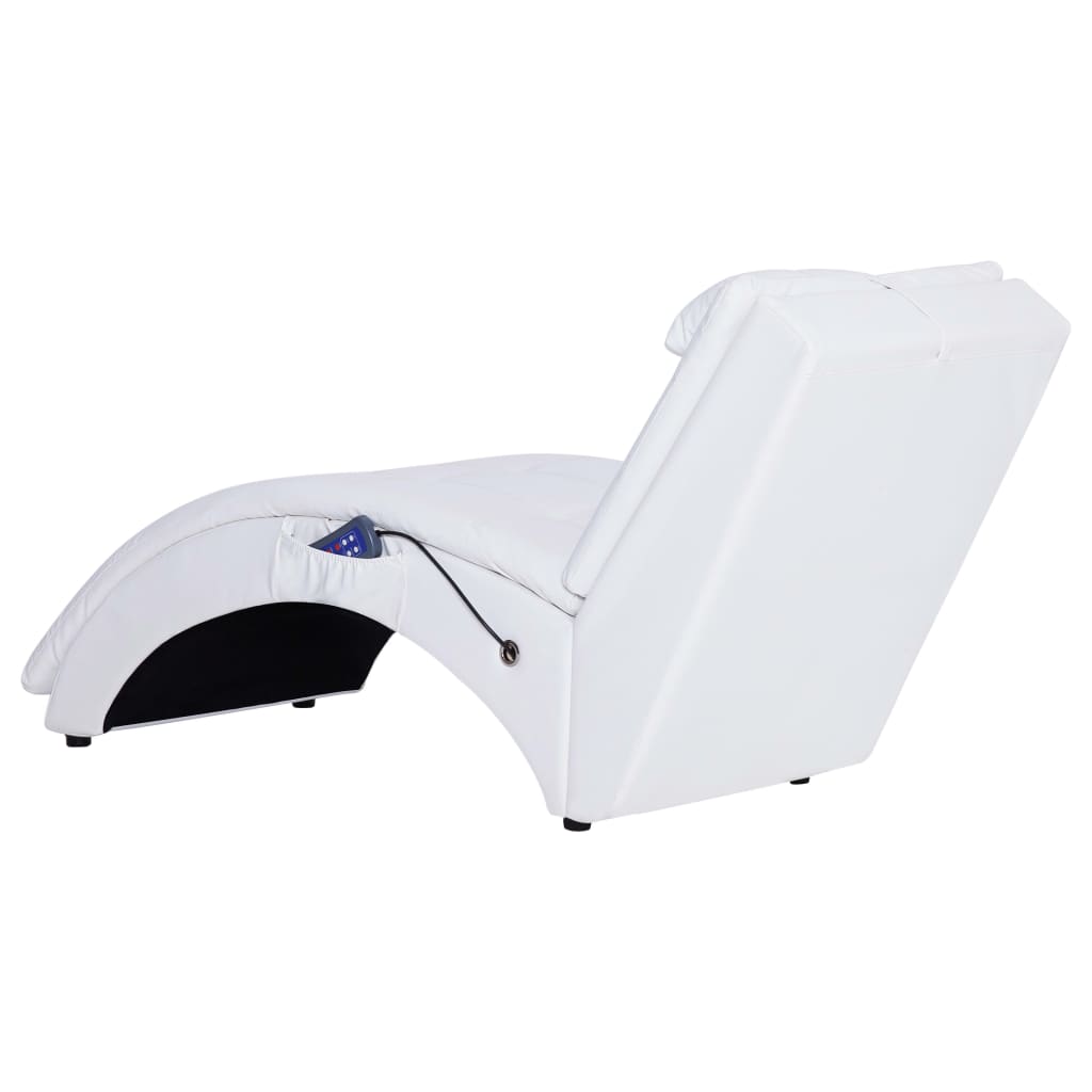 Chaise longue de massage avec oreiller Blanc Similicuir - XIOS