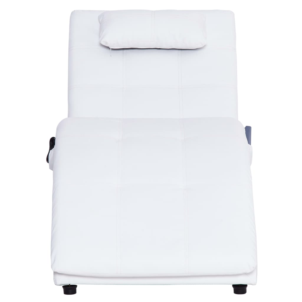 Chaise longue de massage avec oreiller Blanc Similicuir - XIOS