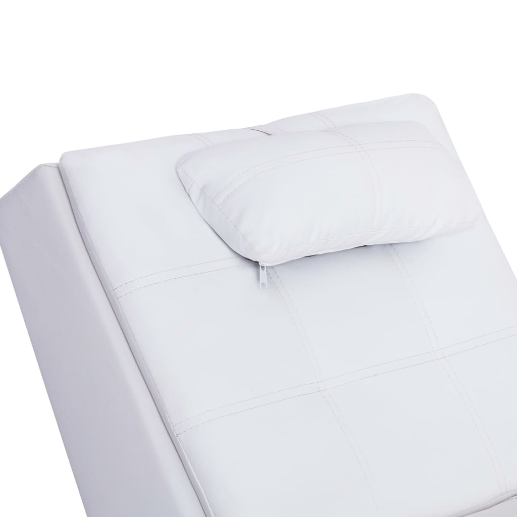 Chaise longue de massage avec oreiller Blanc Similicuir - XIOS