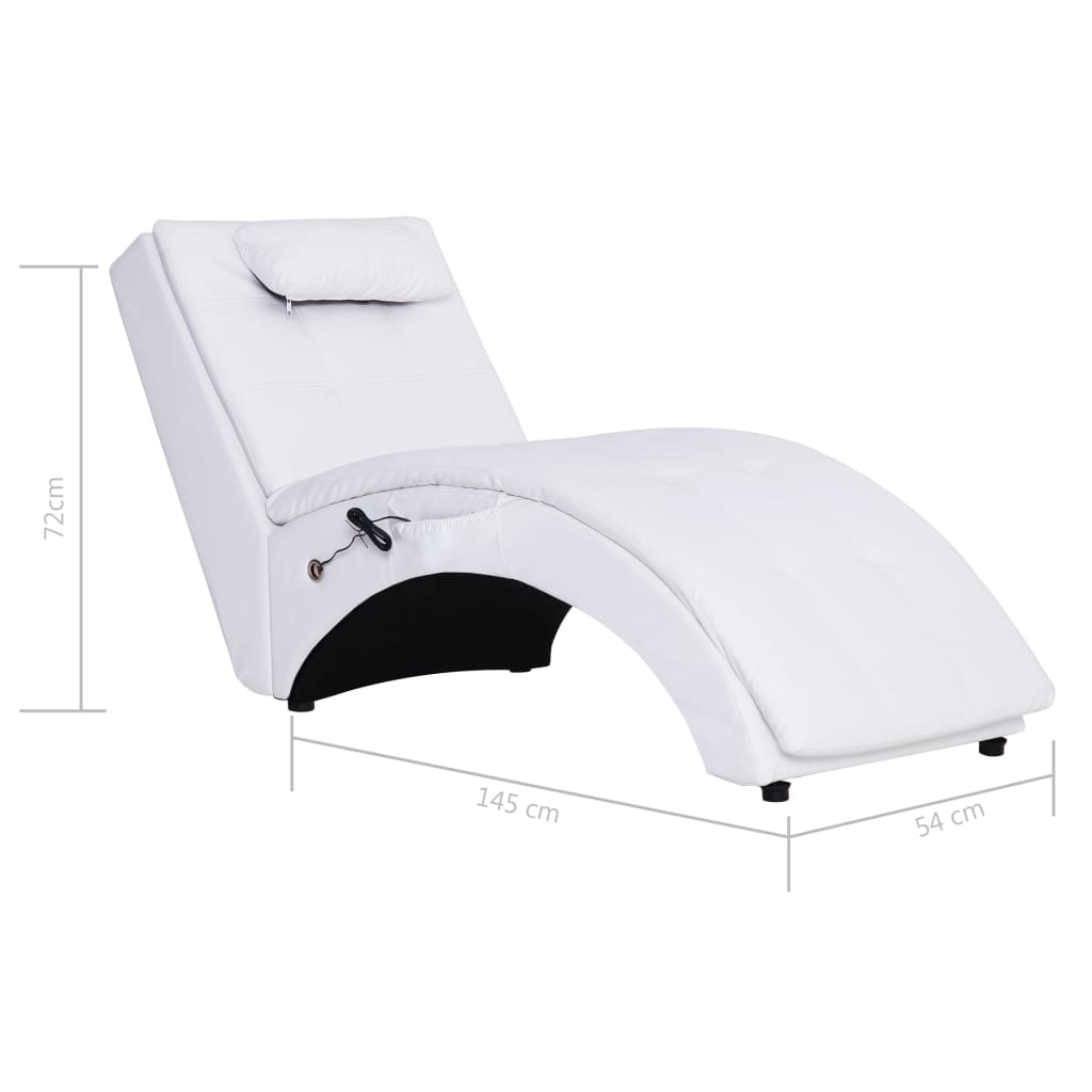 Chaise longue de massage avec oreiller Blanc Similicuir - XIOS