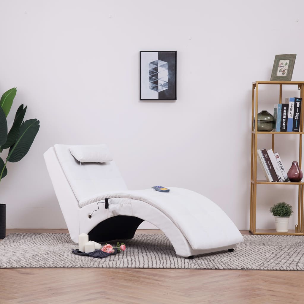 Chaise longue de massage avec oreiller Blanc Similicuir - XIOS