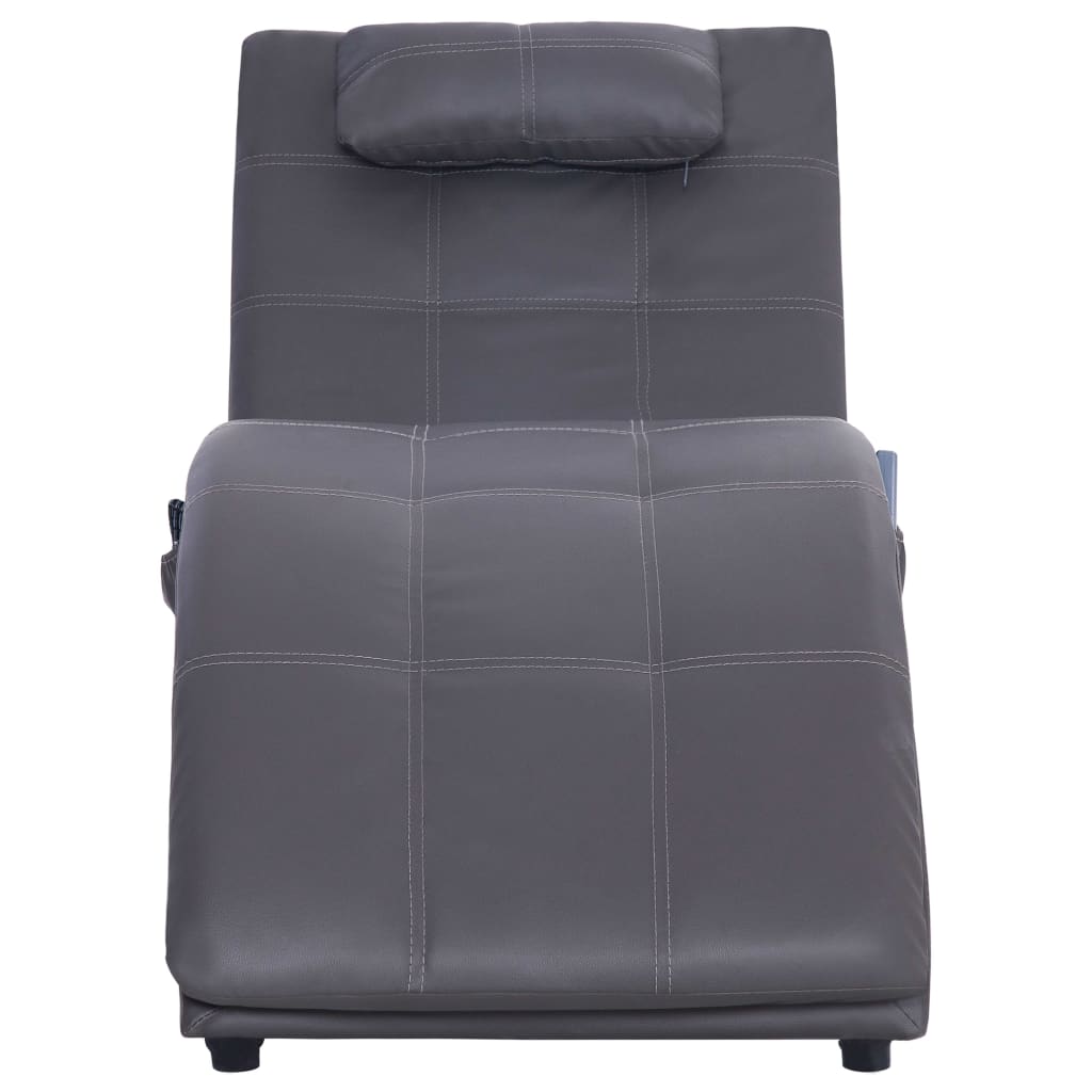 Chaise longue de massage avec oreiller Gris Similicuir - XIOS
