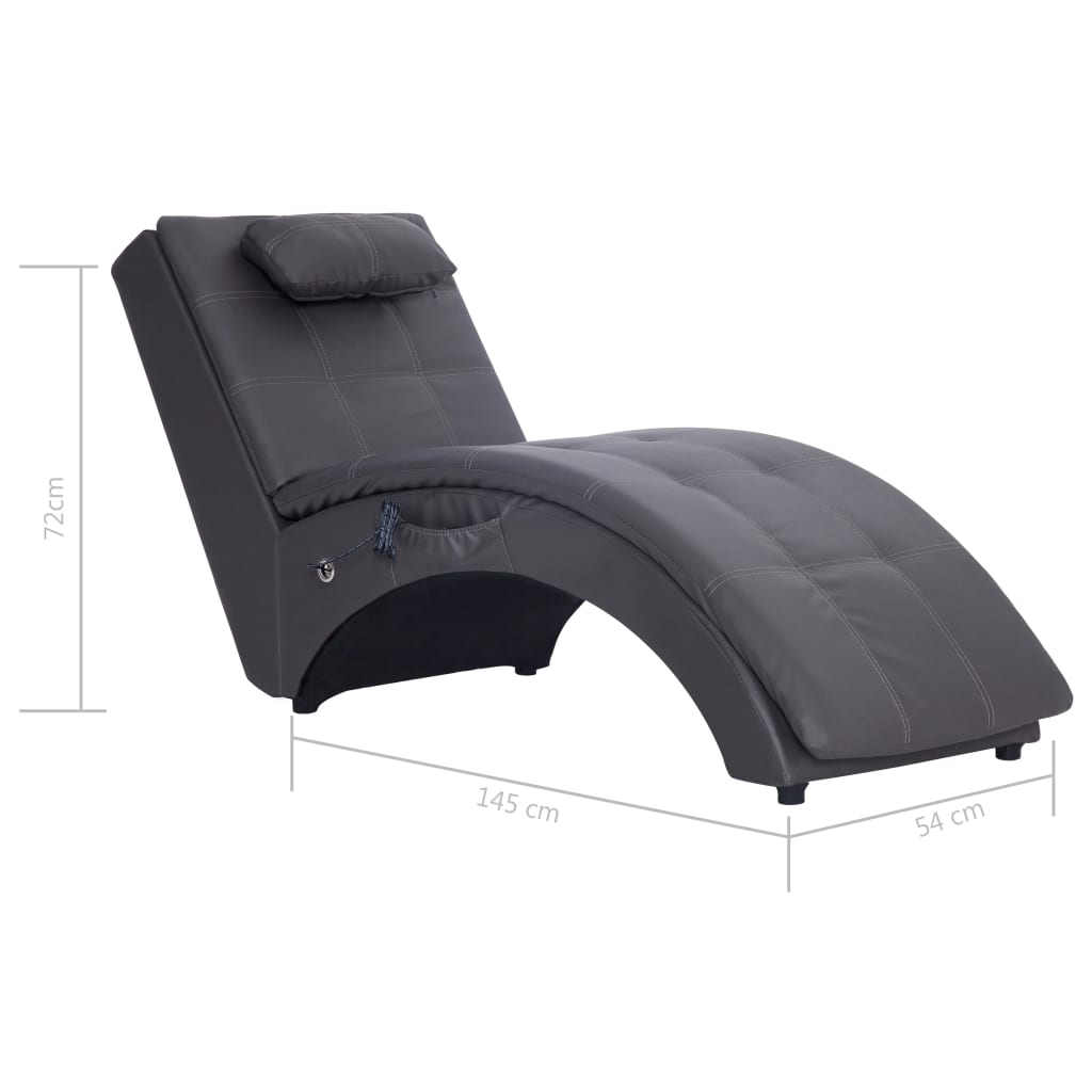 Chaise longue de massage avec oreiller Gris Similicuir - XIOS