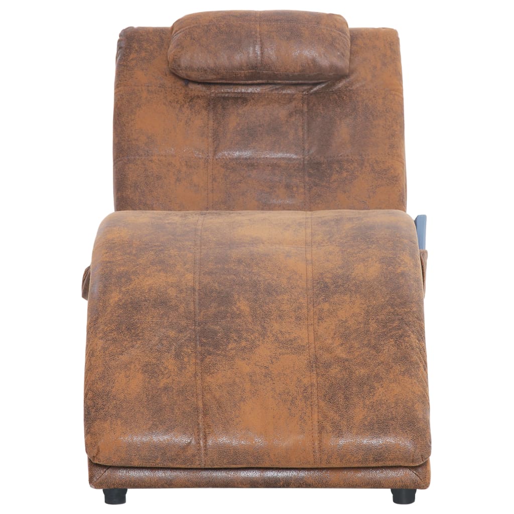 Chaise longue de massage avec oreiller Marron Similicuir daim - XIOS