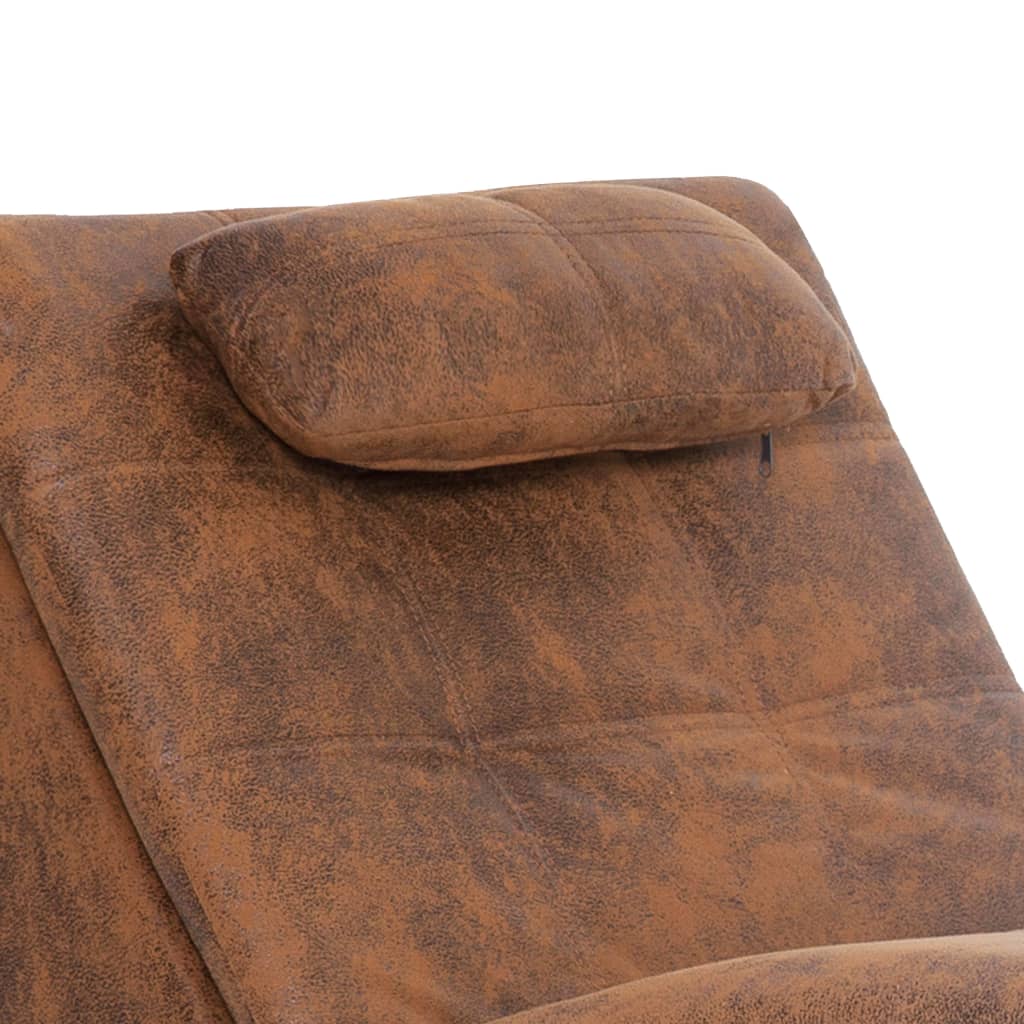 Chaise longue de massage avec oreiller Marron Similicuir daim - XIOS