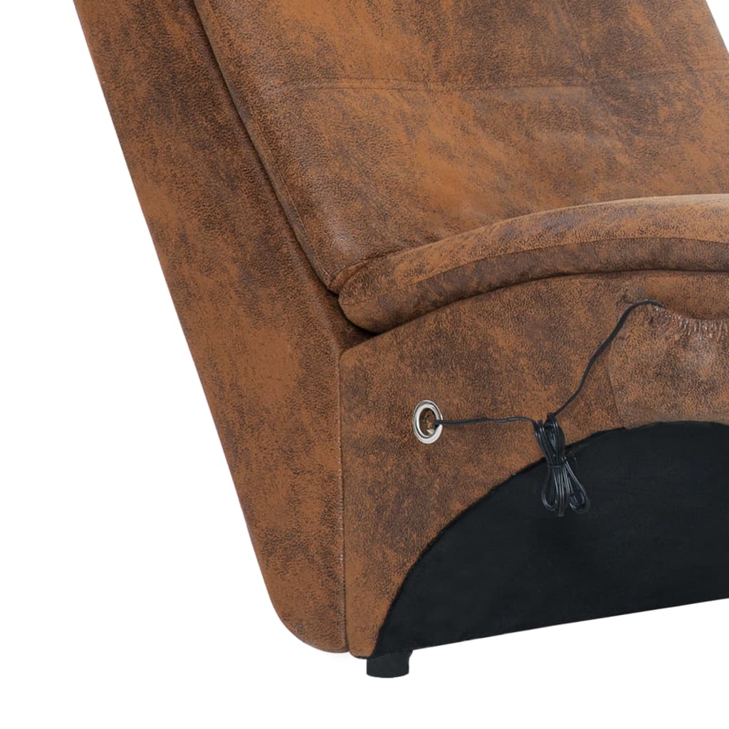 Chaise longue de massage avec oreiller Marron Similicuir daim - XIOS