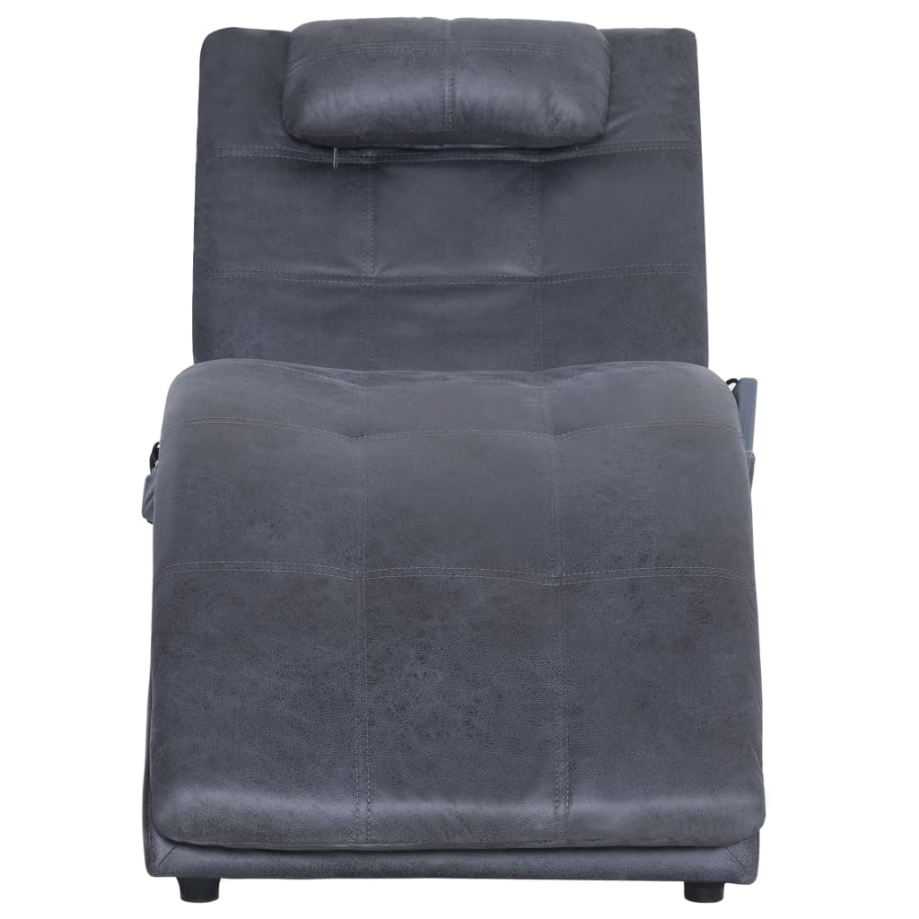 Chaise longue de massage avec oreiller Gris Similicuir daim - XIOS