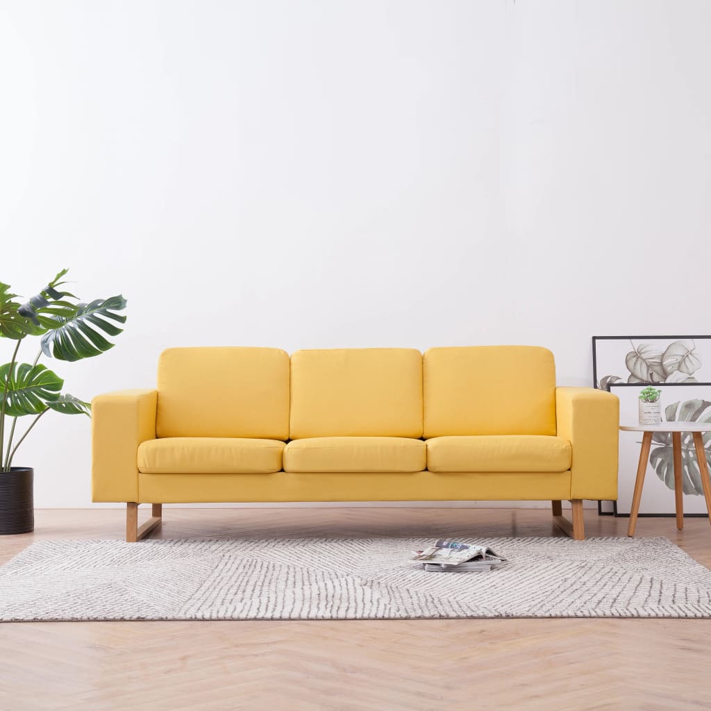 Canapé à 3 places tissu jaune - XIOS