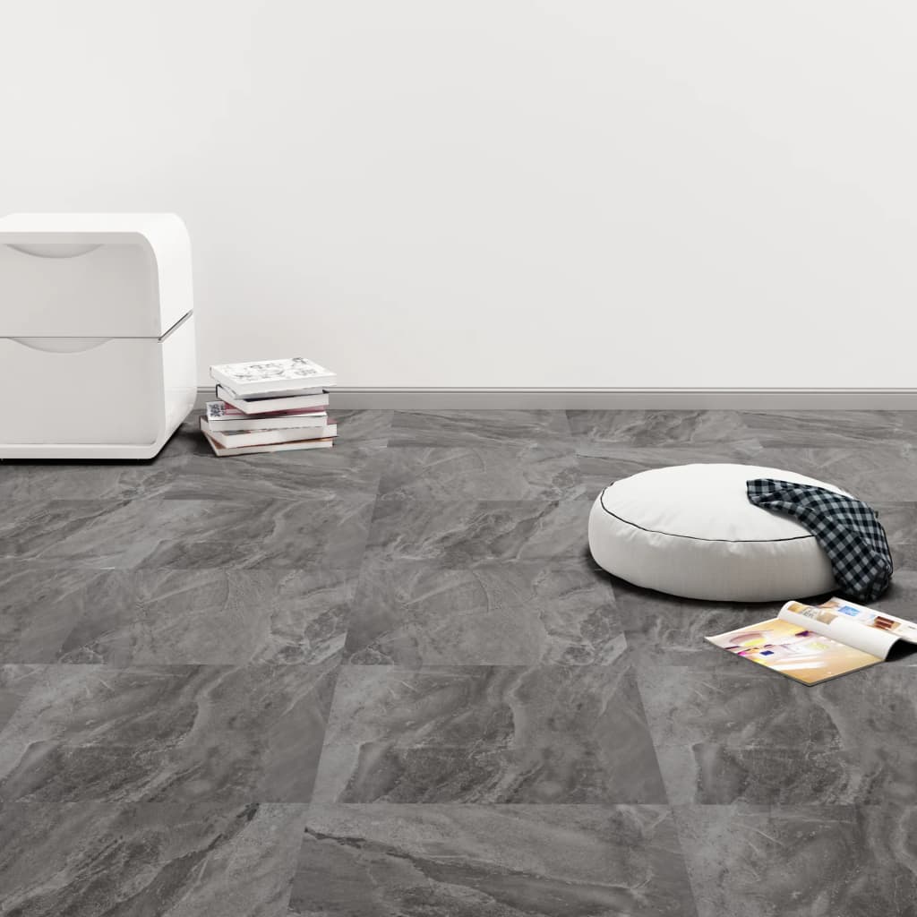 Dalles de plancher PVC autoadhésif 5,11 m² noir avec motif Tapis & revêtements de sol vidaXL