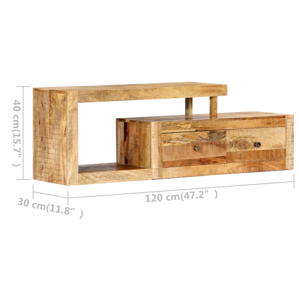 Meuble TV 120x30x40 cm Bois massif de manguier - XIOS