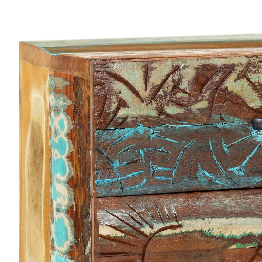 Table de chevet sculptée à la main 40x30x50cm Bois récupération - XIOS
